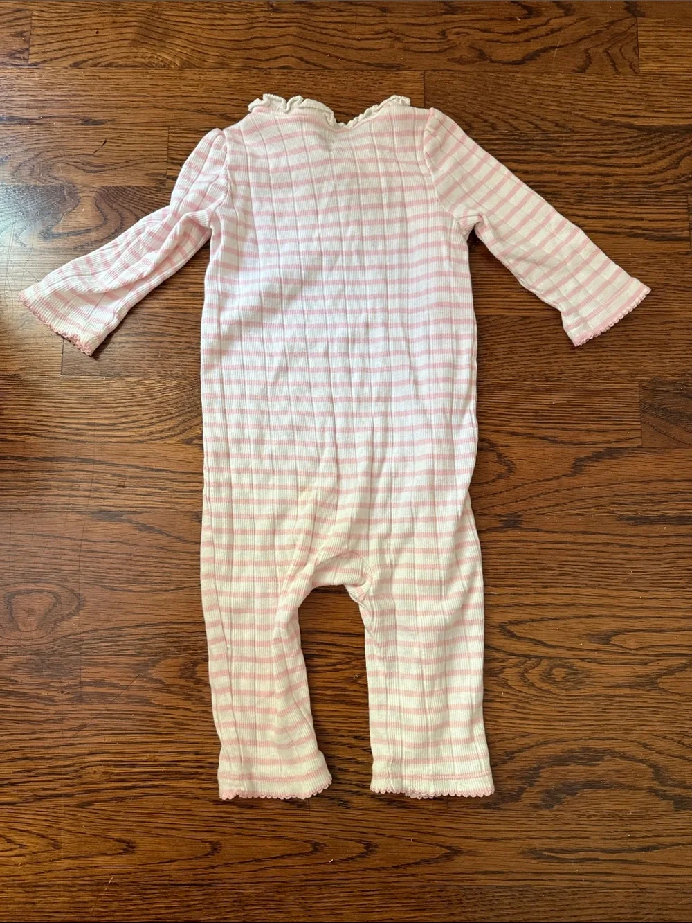 Ralph Lauren Pink & Cream Striped Ruffle-Trim One-Piece